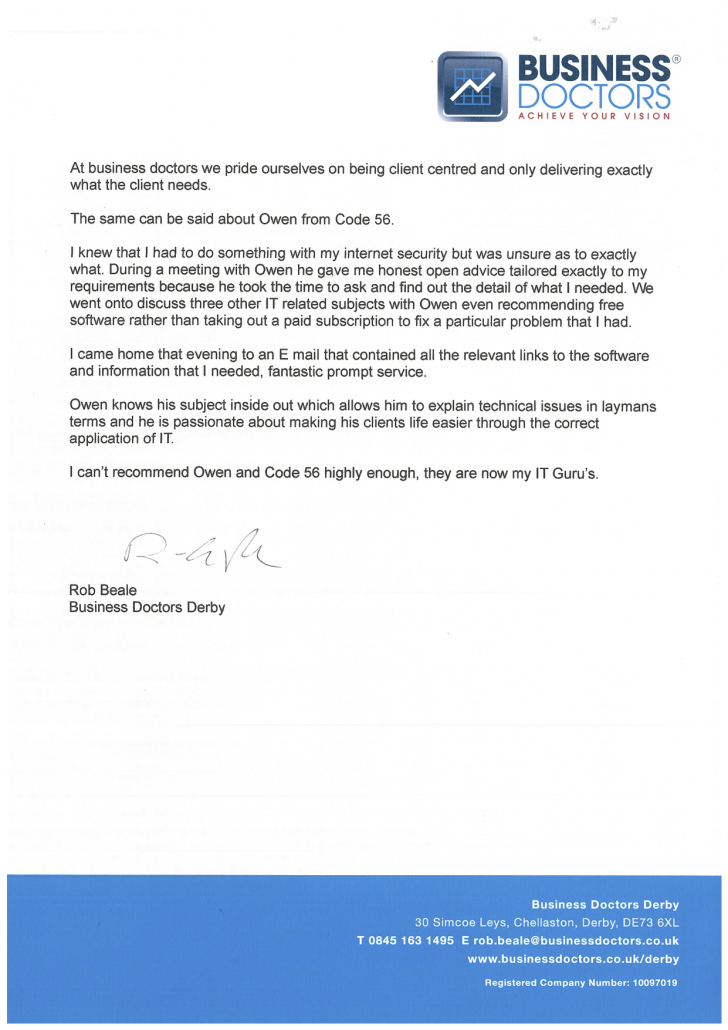 Business Doctors Testimonial
